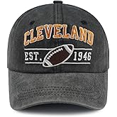 Terojnkl Embroidered City Football Hat for Men Women, Adjustable Unisex Cotton Fans Baseball Cap
