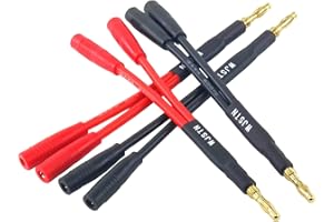 WJSTN Suanqi Banana Plug to 2-Female 4mm Banana Jack Socket Plug Adapter,3 inches Banana Plug Splitter，1 Male to 2 Female 4Pack.