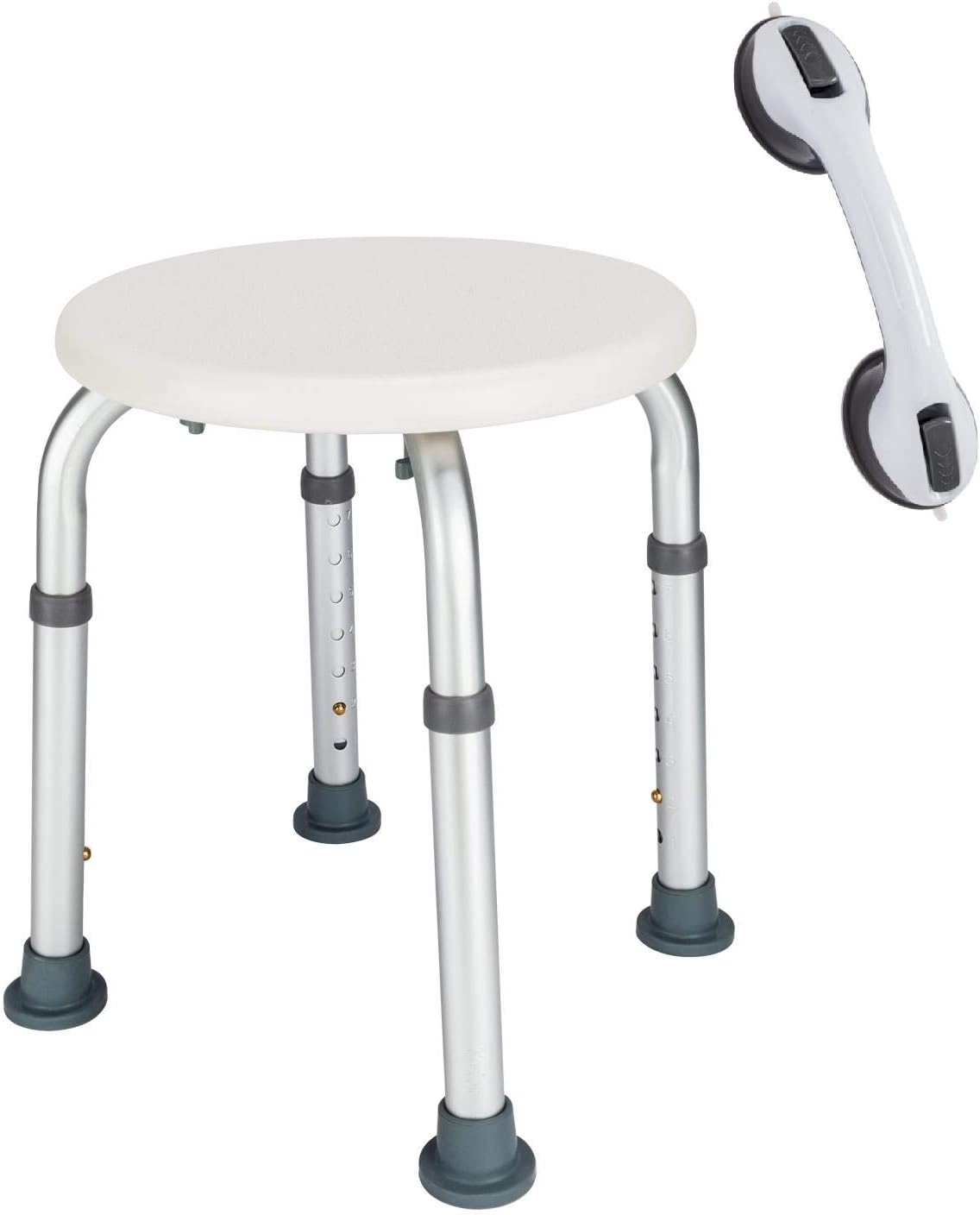 NonSlip Shower Bath Stool, Adjustable Shower Bath Chair with Suction Assist Grab