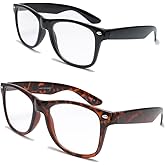 Vision World Eyewear 2 Pairs Deluxe Reading Glasses - Comfortable Stylish Simple Readers Magnification (1 tortoise 1 black, 1.75 x)
