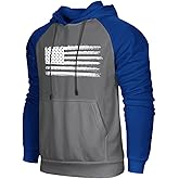 H HYFOL Men's Sweatshirt USA FLAG Patriotic Graphic Polyester Hoodies for Men Pocket Raglan Long Sleeve Sweatshirts