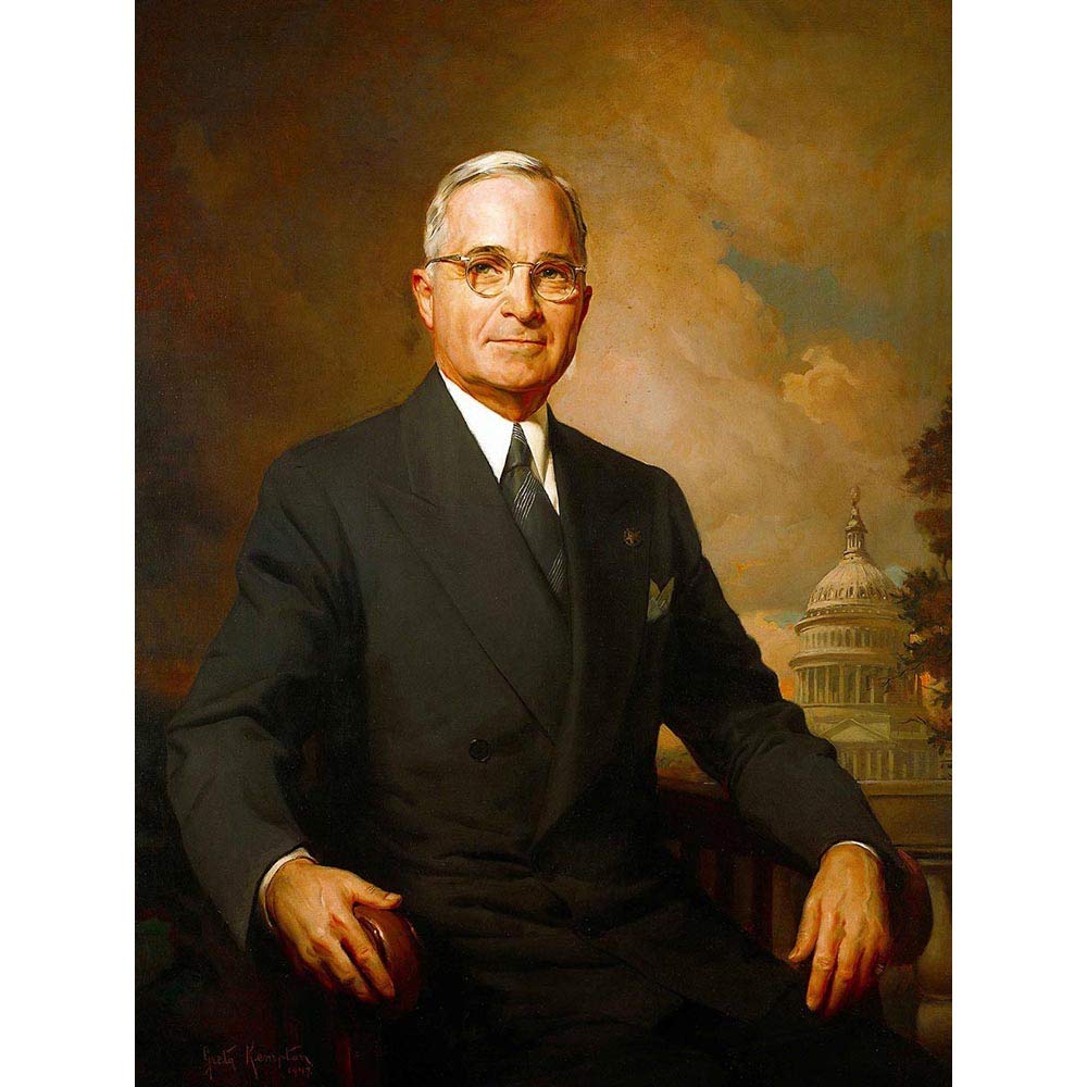 Wee Blue Coo Painting Portrait Kempton President Harry Truman Unframed Wall Art Print Poster Home Decor Premium