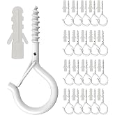 20 Pack Q Hanger Hooks with Safety Buckle, Rustproof Screw Hooks for Hanging String Lights, Bird Feeder, Plants, Wind Chimes &amp; Holiday Decorations, Holds Up to 40 lbs（2.2" White Vinyl Coated ）