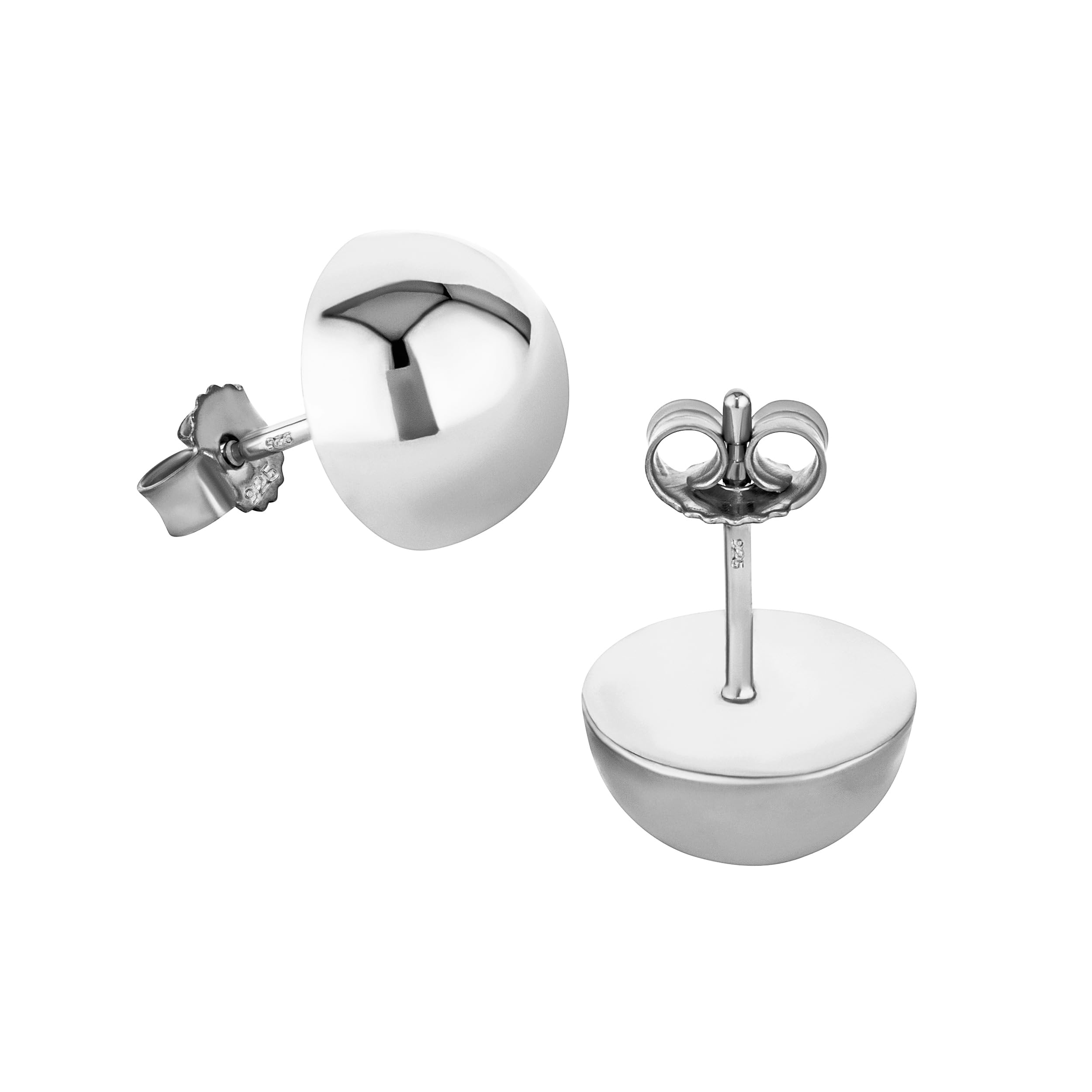 NKlaus silver pair of 10mm stud earrings 925 sterling silver hemisphere ladies plug earrings 9222