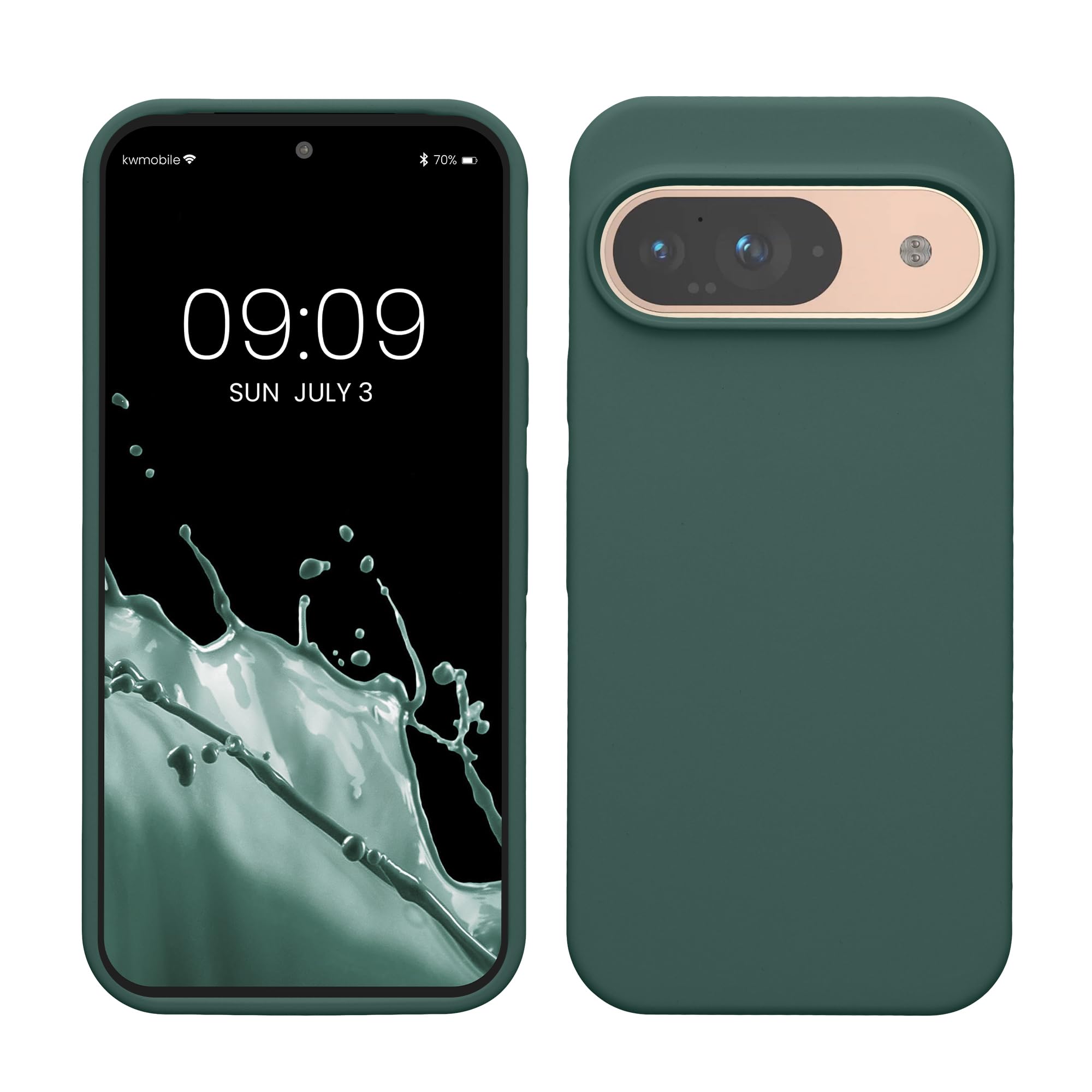 kwmobile Case Compatible with Google Pixel 9 Case - Soft Cover Compatible with Google Pixel 9 Pro Cover - Wireless Charging Forest Green