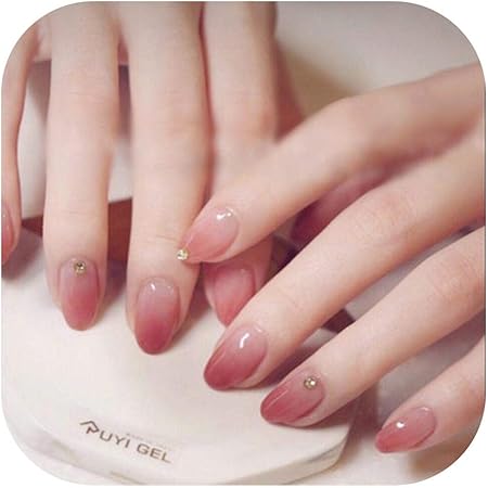 Amazon 24ピース勾配偽ネイル人工桜赤フェイクネイルショートネイルアート付きグルーステッカーフレンチフェイクネイル White あなたと違う ビューティー 通販