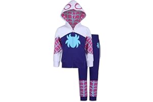 Marvel Girls Spider-Gwen Ghost Spider Zip Up Hooded Sweatshirt and Pants Set for Toddler and Big Kids