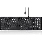 Perixx PERIBOARD-213U Wired Silent USB Scissor Keyboard - 14.45x4.76x0.70 Inches Compact Design with Number Pad - Black - US 