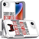 Candykisscase Case for iPhone 16E, Unique Gaming Player Design Shock-Absorption Hard PC and Inner Silicone Hybrid Dual Layer Armor Defender Case for iPhone 16E (Video Game Words) White