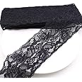 VGOODALL 3 Inch Black Lace Ribbon, 10 Yards Wide Lace Trim for Sewing Elastic Floral by Roll for Bridal Wedding Decoration DIY Sewing Craft Gift Wrapping Supply