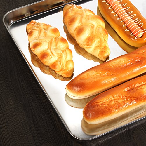 Bastwe Baking Sheet Set of 5, Stainless Steel 5-Piece Cookie Sheet, Toaster Oven Baking Pan Set, Rectangle Size 16 x 12 x 1 inch, Healthy & Non Toxic, Mirror Finish & Rust Free, Dishwasher Safe