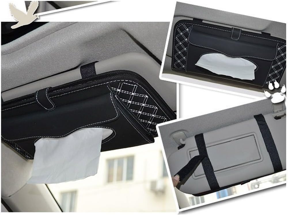 CD Visor Organizer,Car Sun Visor Tissue Bag Multi Function Double-Deck Auto Extra Car Vehicle Pocket,CD Holder Visor with Tissue Holder,16 Cd/DVD Slots Stored Safely CD Storage Cases for Car: Home Audio & Theater