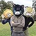 Plush Animal Head Mask Costume | Fun Furry Mascot Head with Mouth Opening (Lion) Gold