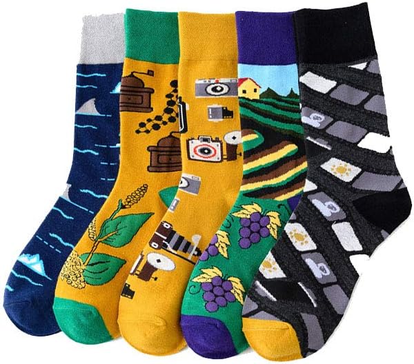 TTD Pack of 4-6 Men/Women's Dress Cool Colorful Fancy Novelty Funny Casual Combed Cotton Crew Socks
