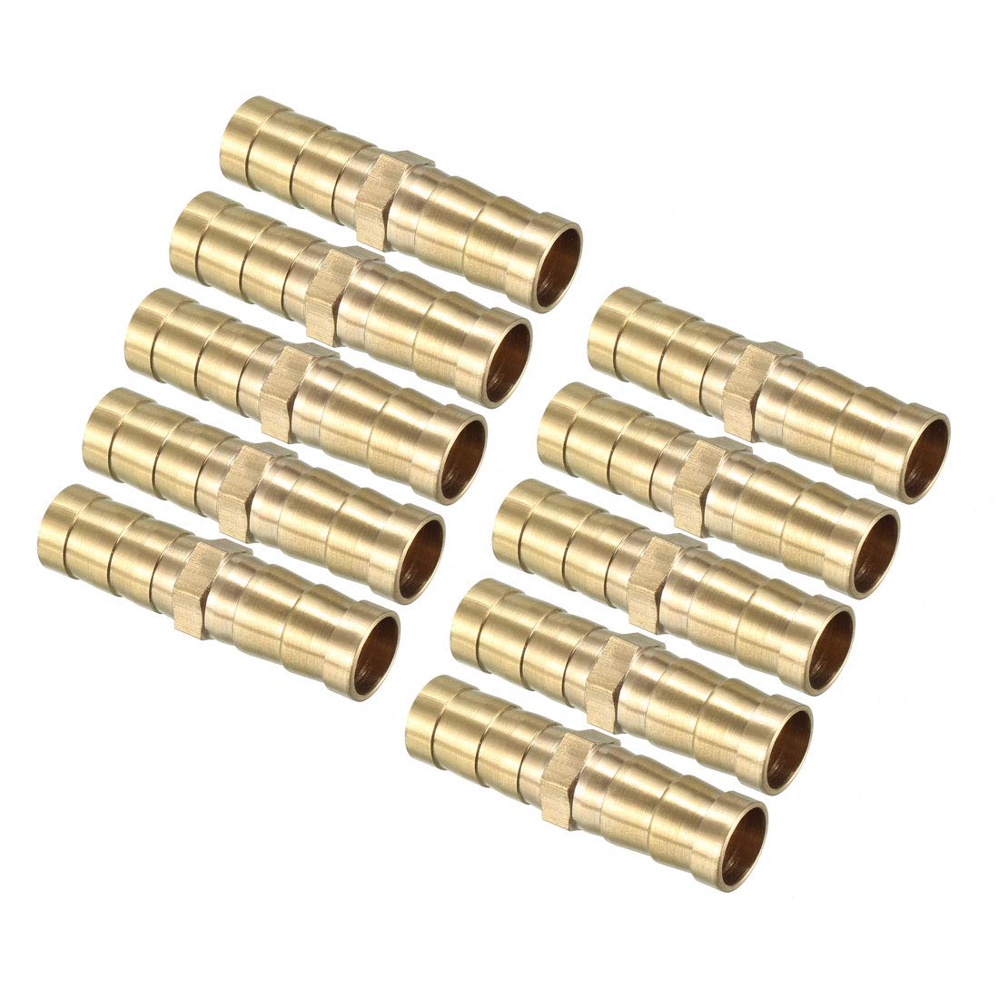sourcing map 10mm Brass Barb Hose Fitting Straight Connector Coupler 10pcs