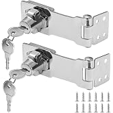 Kyuionty 2Pcs Keyed Hasp Lock 4 Inch Keyed Different, Silver | Zinc Alloy Twist Knob Keyed Locking Hasp, Metal Safety Latches Keyed Different 2 Keys, for Door Cabinet Drawer Toolbox