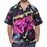 LATOBREATH Classic 80s 90s Men Disco Shirts Hawaiian Beach Shirt Button Up Retro Neon Funny Party