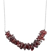 InfinityGemsArt Raw Garnet Necklace for Women, January Birthstone, Natural Red Gemstone Rough, Dainty Stone Jewelry, Chakra Energy Crystals, 925 Sterling Silver Chain 18 inch, Gifts For Her
