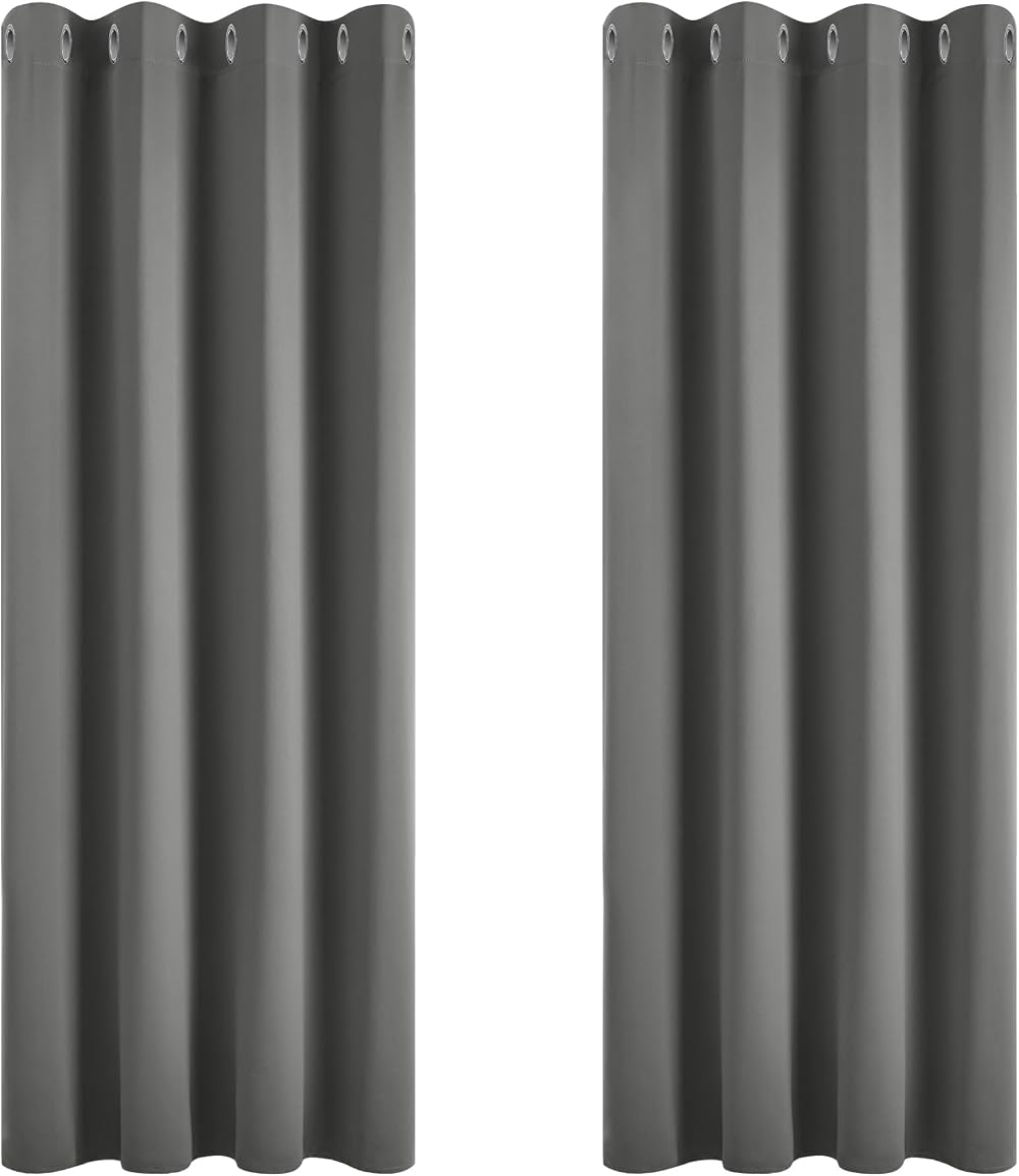 Deconovo Blackout Curtains 2 Panels Grey Thermal Insulated 46x63 Inch