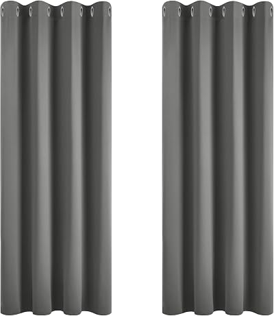 Deconovo Blackout Curtains 2 Panels Grey Thermal Insulated 46x63 Inch