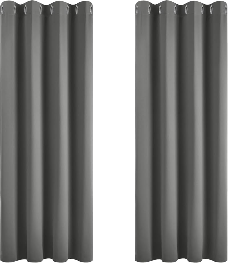 Deconovo Blackout Curtains 2 Panels Grey Thermal Insulated 46x63 Inch
