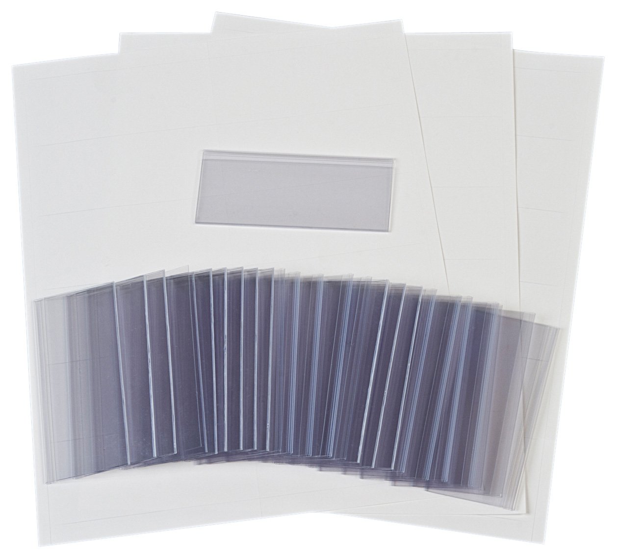 Akro-Mils 29302 Clear Protective Plastic Label Holder and Labels for large AkroBins and 30348, 30358, (25-Pack)