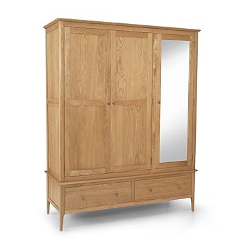 Brisbane Contemporary Solid Wood Oak Triple Wardrobe Drawers