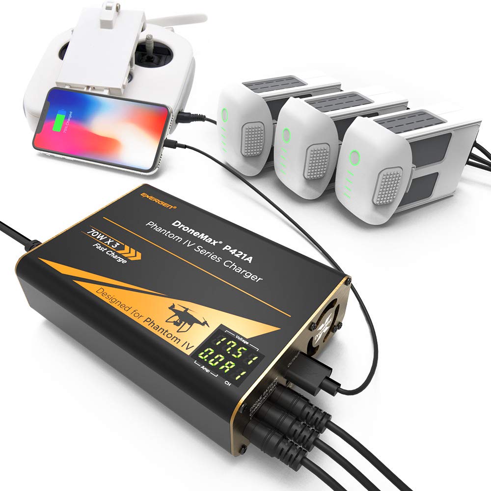 Energen DroneMax P421A Drone Battery Charger, DJI Phantom 4 / Advanced/Pro/Pro+ Accessories, Intelligent Fast Multi Battery Charging Hub Station (Charge 3 Batteries & 2 USB Ports Simultaneously): Industrial & Scientific