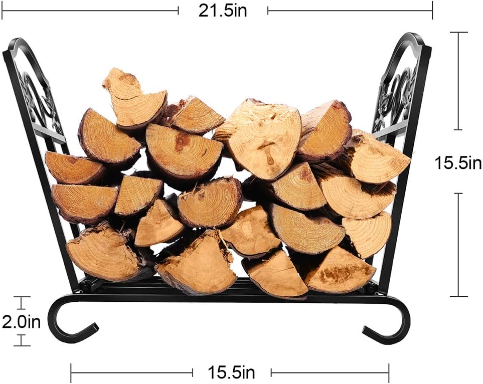 Fireplace Log Holder Wrought Iron Indoor Fire Wood Stove Stacking Rack
