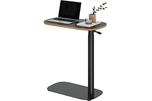 SANODESK Adjustable Overbed Bedside Table Pneumatic Adjustable Height Laptop Computer Standing Desk Cart with Tray, Hospital and Home Use(23.6" W x 13.8" D,Black)