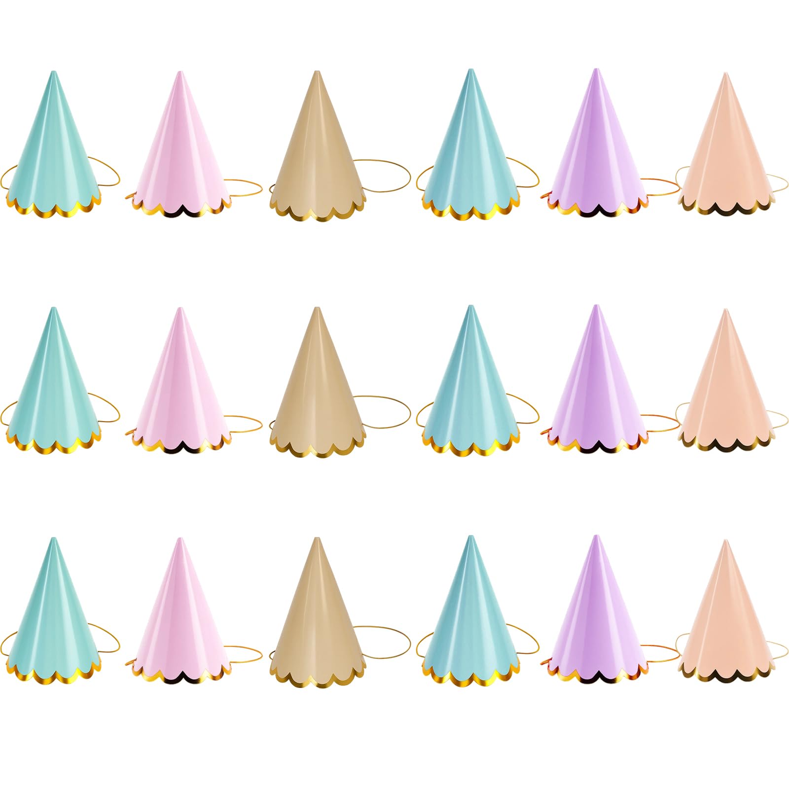PSFXBM 18pcs Mini Party Hats for Toy Animals, Gold Foil Birthday Hats for Teddy Bears, Small Party Hats for Kids and Adults, Ideal for Birthday Parties, Baby Showers, Weddings, and School Events