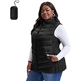 XALADU Plus Size Puffer Vest Women 1X-5X Water-Resistant Puffy Winter Vest Packable Lightweight Puffer Vest