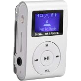 MP3 Player, LCD Screen Display Music Player, Mini Digital BackClip Player with Earphone and USB Cable, Support up to 32GB(Silver)