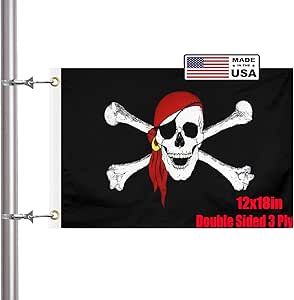 Bottino 12x18 12x18 Jolly Roger Resa Pirata Manica Rossa Bandiera Giardino 100D - Foto 5