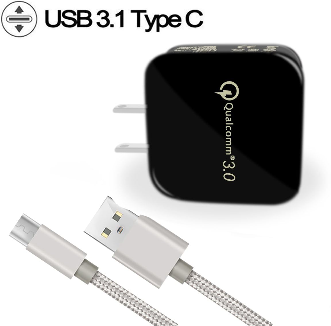 Travel USB Portable Wall Charger (5V 3A) With Input & Output Type C Cable for iPhone, Macbook, New Cellphone, Samsung and More Android Model