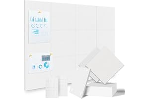 ARTOOWALL 12 Pack Large Cork Board,11.8"x11.8" Bulletin Board with 48 Safe Removable Adhesive Tabs,48 x 36 DIY Office Supplies Cork Boards for Walls in Office, School & Home-White