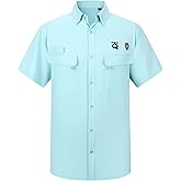 Alex Vando Printed Fishing Shirts Short Sleeve Outdoor Casual Shirt with Mesh Inside