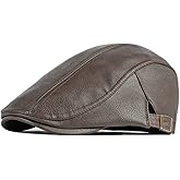 Qianuer Newsboy Hats for Men Leather Ivy Flat Cap Gatsby Driving Cabbie Beret