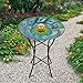Teamson Home Handpainted Peacock Fusion Glass Solar Birdbath Bowl Feeder with LED Light for Outdoor Patio Garden Backyard Decking, 21 Inch Height, Blue/Green