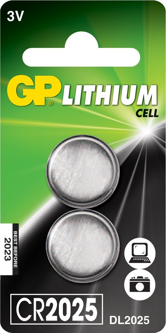 GP Batteries 0602025C2 CR2025 3 V Lithium Button Cell Battery (Pack of 2)