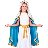 Jococs Virgin Mary Costume Mother Mary Cosplay Dress Up Religious Role Outfit Catholic Christmas Party