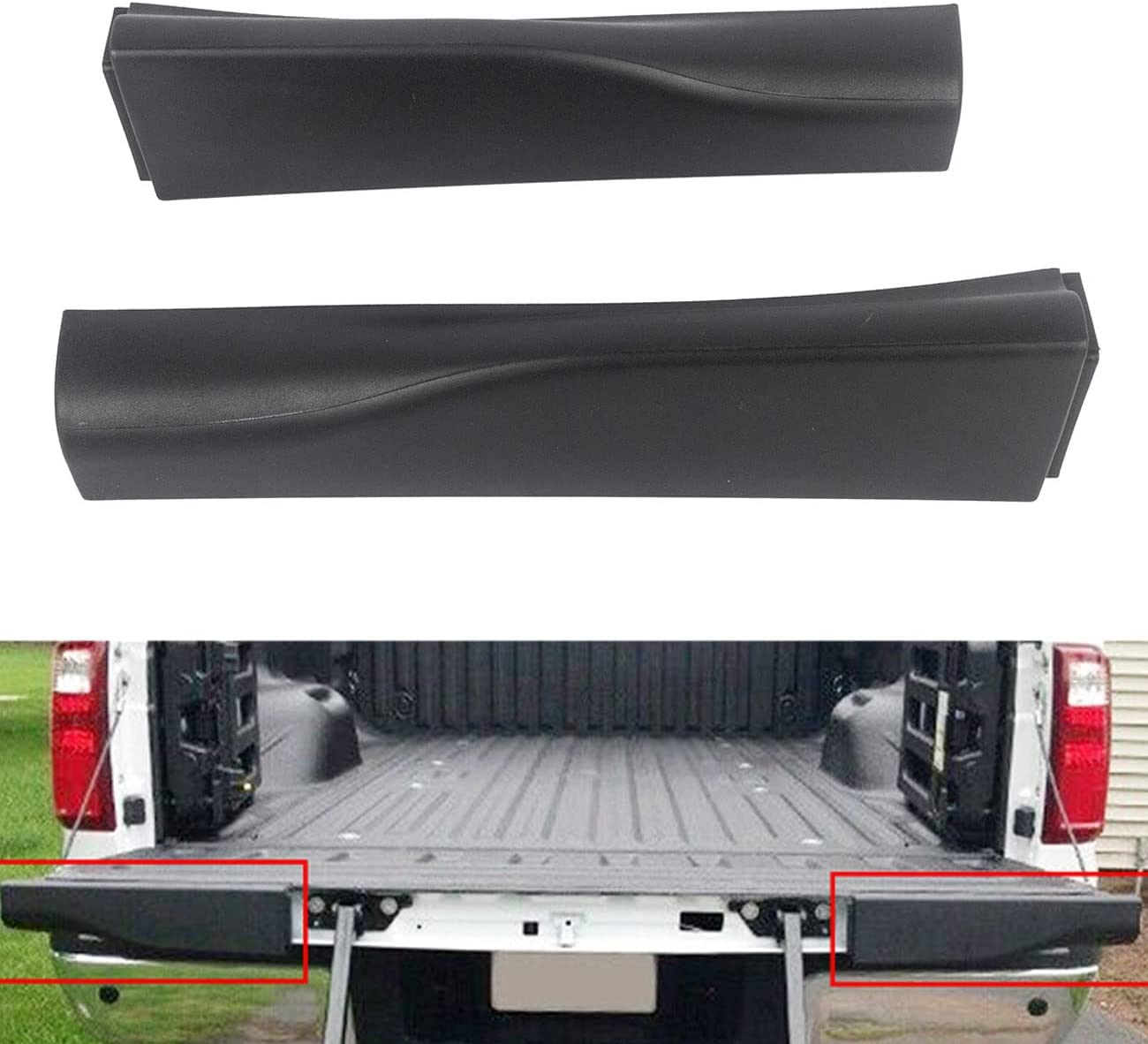 Photo 1 of KARPAL Pair Tailgate Cap Molding Trim W/Flex Step Fits for 2008-2016 Ford F250 F350 F450 F550 Replacement for FO1904118 8C3Z-9941019-AA