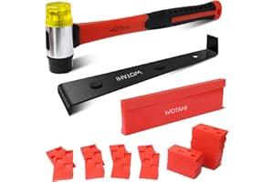 WOTAHI 43-Piece Pro Laminate Flooring Installation Tools Kit - 35 mm Double-Faced Fiberglass Handle Hammer, 40 Floor Spacers, Heavy Duty Pull Bar and Tapping Block for Hardwood, Laminate and Vinyl