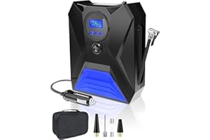 Atsanc Tire Inflator, 12V DC Portable Air Compressor with Auto-Shutoff Design, Electric Air Pump for Car Tires Fast-Inflating, Auto Digital Car Tire Pump 150PSI Max with LED Light for Various Purposes