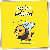 Nokular Funny Bee - Have a Hap-bee Birthday - Happy Birthday Humour Card for Family and Friends - Fun Greetings Wish for Men, Women - Made in UK