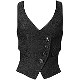 DRAHANCE Women's Suit Vest Herringbone Tweed Business Slim Fit Vintage Waistcoat Lady Sleeveless Jacket