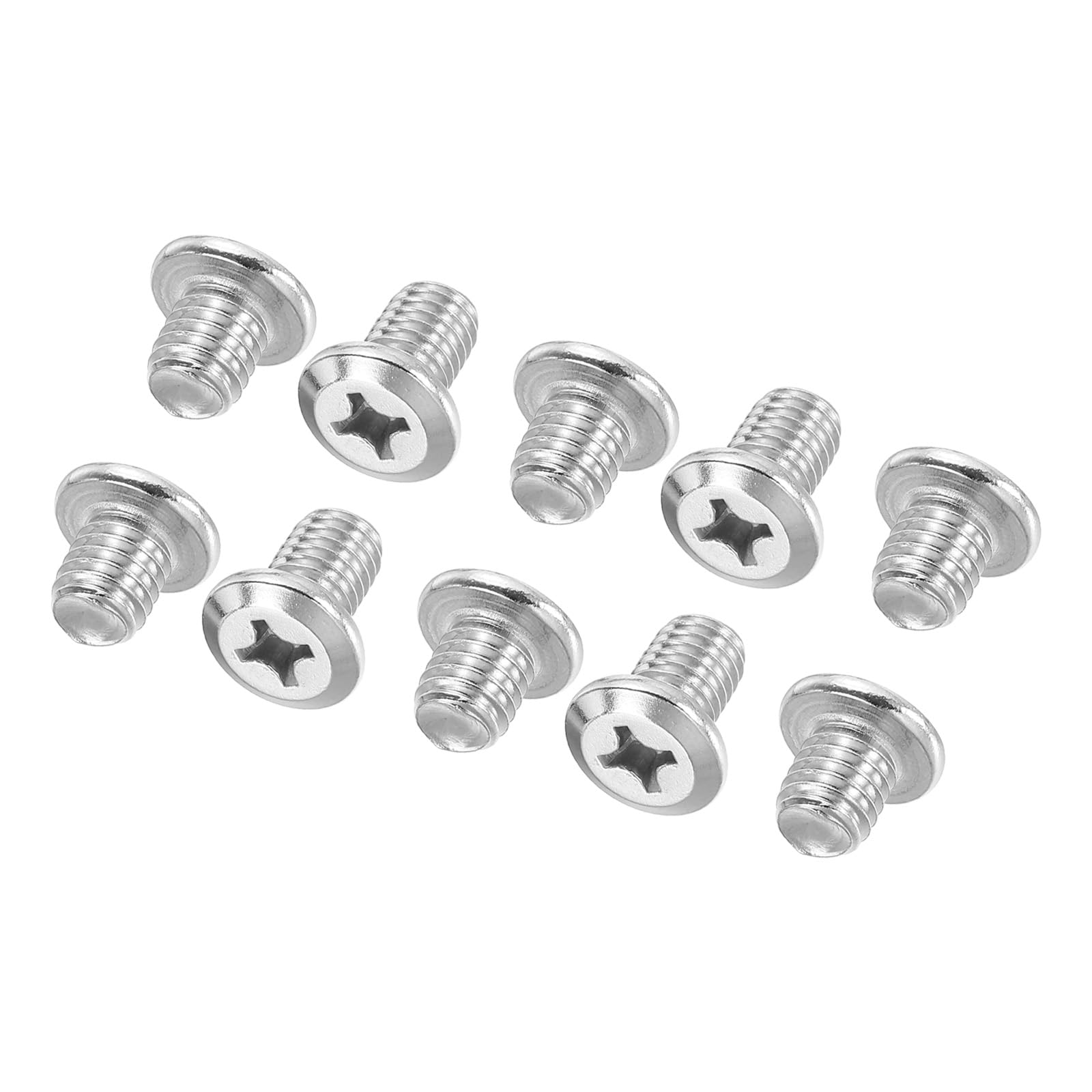 PATIKIL Flat Round Head Phillips Screws, 16 Pack M8-1.25 x 10mm Binding Screws 304 Stainless Steel 18-8 Full Thread, Phillips Drive Machine Screw Furniture Screw Connector Bolts