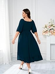 Women's Plus Size Maxi Dress Summer Half Lantern