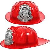 HOODANCOS Adult Firefighter Helmet 2pcs Fireman Hats Kids Firefighter Hat Adult Fireman Costume Helmet Red Fire Chief Helmets Hard Plastic Hat for Firefighter Party Costume