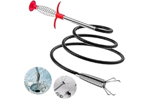 LAUNARY Drain Snake Hair Drain Clog Remover Tool, Sink Drain Cleaner for Sewer Kitchen Bathroom Shower Tub Toilet Clogged Drains Opener Cleaning Tool, Flexible Grabber Claw Pick Up Reacher Tool (34 Inch)